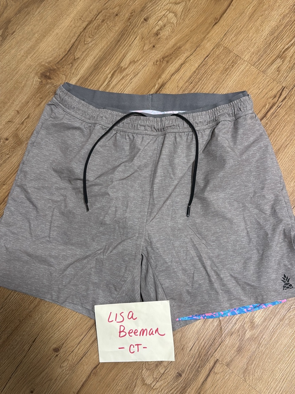 chubbies Heather Gray Athletic Shorts with Black Drawstring